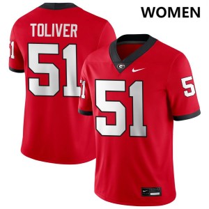 #51 Malachi Toliver University of Georgia Red Women Jersey 2025-26 College Football 919696-500