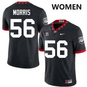 #56 Micah Morris University of Georgia 100th Anniversary Black Womens Jerseys Replica College Football 283555-221