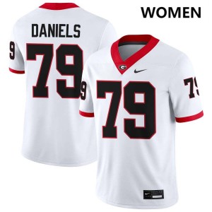 #79 Nyier Daniels UGA Bulldogs White Womens Jersey Embroidery College Football 431148-171