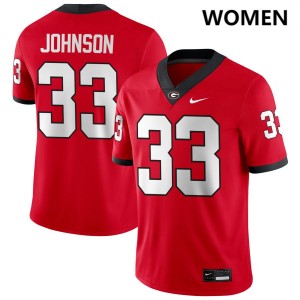 #33 Quintavius Johnson Go Dawgs Red Women Jersey 2025-26 College Football 385061-475
