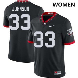 #33 Quintavius Johnson UGA 100th Anniversary Black Women Jerseys Alumni College Football 682140-452