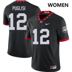 #12 Ryan Puglisi UGA Bulldogs 100th Anniversary Black Women Jersey High School College Football 444482-205