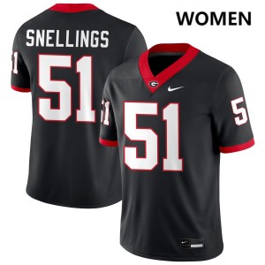 #51 Will Snellings Dawgs Black Women's Jerseys Official College Football 738111-202