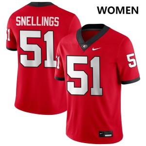 #51 Will Snellings UGA Red Women Jerseys Limited College Football 683542-577