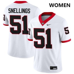 #51 Will Snellings UGA White Womens Jerseys High School College Football 691701-621