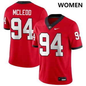 #94 Xzavier McLeod UGA Bulldogs Red Women Jerseys 2025 College Football 108282-574