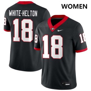 #18 Sacovie White-Helton Dawgs Black Womens Jerseys Stitched College Football 914691-622