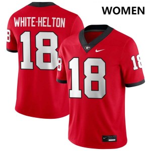 #18 Sacovie White-Helton UGA Bulldogs Red Womens Jerseys Stitched College Football 277130-973