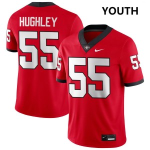 #55 Bo Hughley Georgia Bulldogs Red Youth Jerseys Player College Football 141991-724