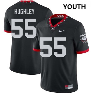 #55 Bo Hughley Go Dawgs 100th Anniversary Black Youth Jersey Alumni College Football 949393-883