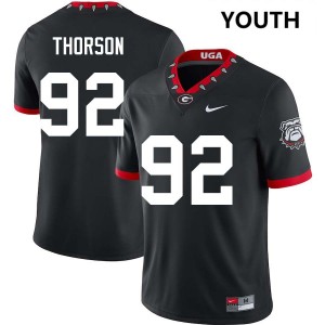 #92 Brett Thorson UGA Bulldogs 100th Anniversary Black Youth Jersey Embroidery College Football 704855-443
