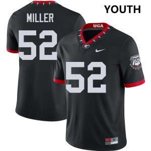 #52 Christen Miller Georgia 100th Anniversary Black Youth Jersey University College Football 767955-738