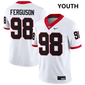 #98 Connor Ferguson Georgia Bulldogs White Youth Jersey Stitched College Football 732635-692