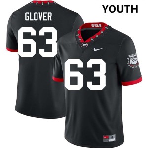 #63 Dontrell Glover Georgia Bulldogs 100th Anniversary Black Youth Jerseys Replica College Football 406240-477