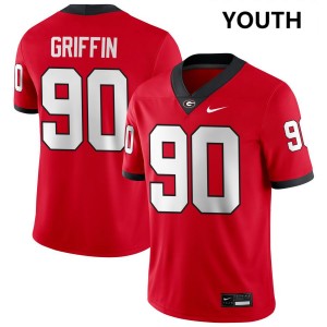 #90 Elijah Griffin UGA Red Youth Jerseys NCAA College Football 989529-338