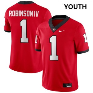 #1 Ellis Robinson IV Dawgs Red Youth Jerseys Embroidery College Football 397348-565