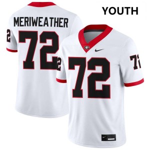 #72 Jamal Meriweather Georgia White Youth Jerseys Replica College Football 711053-179