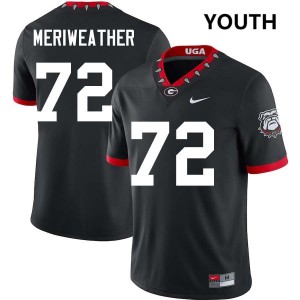#72 Jamal Meriweather Georgia Bulldogs 100th Anniversary Black Youth Jerseys Limited College Football 189456-351