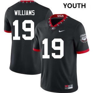#19 Justin Williams UGA 100th Anniversary Black Youth Jersey Limited College Football 359035-949