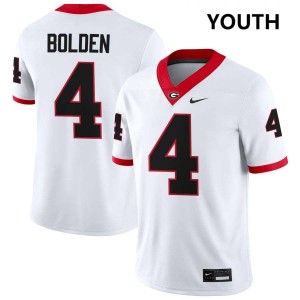#4 KJ Bolden Georgia White Youth Jersey Limited College Football 604362-623