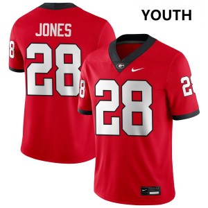 #28 Kris Jones Go Dawgs Red Youth Jerseys NCAA College Football 933089-227