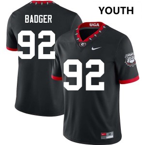 #92 Liam Badger Dawgs 100th Anniversary Black Youth Jerseys NCAA College Football 563242-932