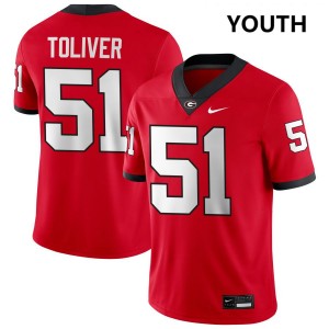#51 Malachi Toliver UGA Red Youth Jerseys Stitched College Football 693689-130