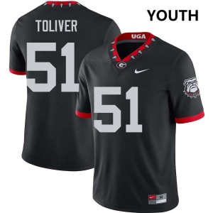 #51 Malachi Toliver Georgia 100th Anniversary Black Youth Jerseys High School College Football 434943-394