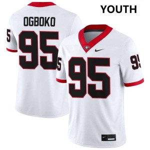 #95 Nnamdi Ogboko Georgia Bulldogs White Youth Jersey Replica College Football 689149-351