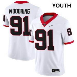 #91 Peyton Woodring UGA Bulldogs White Youth Jerseys 2025 College Football 416178-605