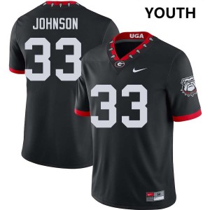 #33 Quintavius Johnson Georgia Bulldogs 100th Anniversary Black Youth Jerseys Game College Football 836422-497