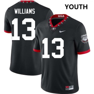 #13 Tyler J. Williams Georgia Bulldogs 100th Anniversary Black Youth Jerseys NCAA College Football 441955-686
