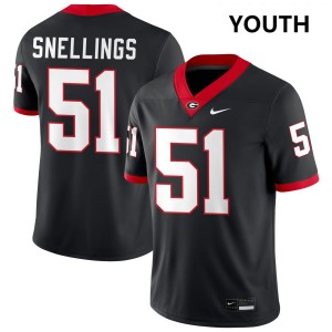 #51 Will Snellings Georgia Black Youth Jersey Game College Football 651713-661