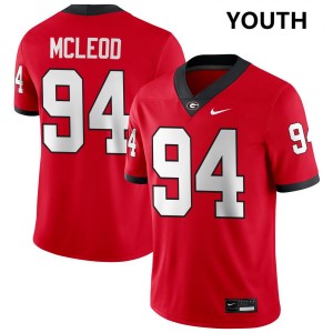 #94 Xzavier McLeod Georgia Red Youth Jersey Limited College Football 862384-888